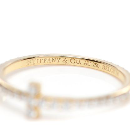 Tiffany 18K Yellow Gold Diamond T Wire Pave Ring 49 5 4 of 5