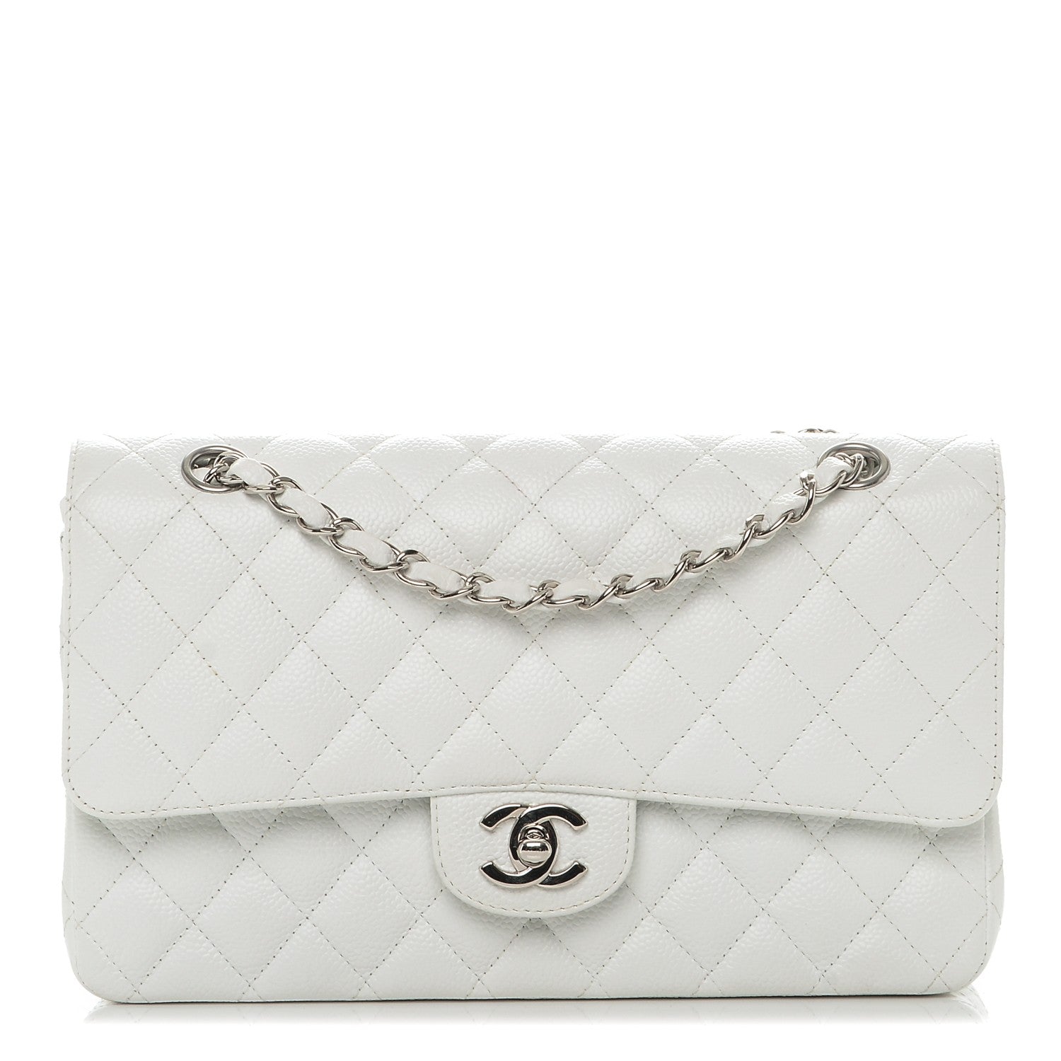 Chanel Caviar Quilted Medium Double Flap White 1 of 7
