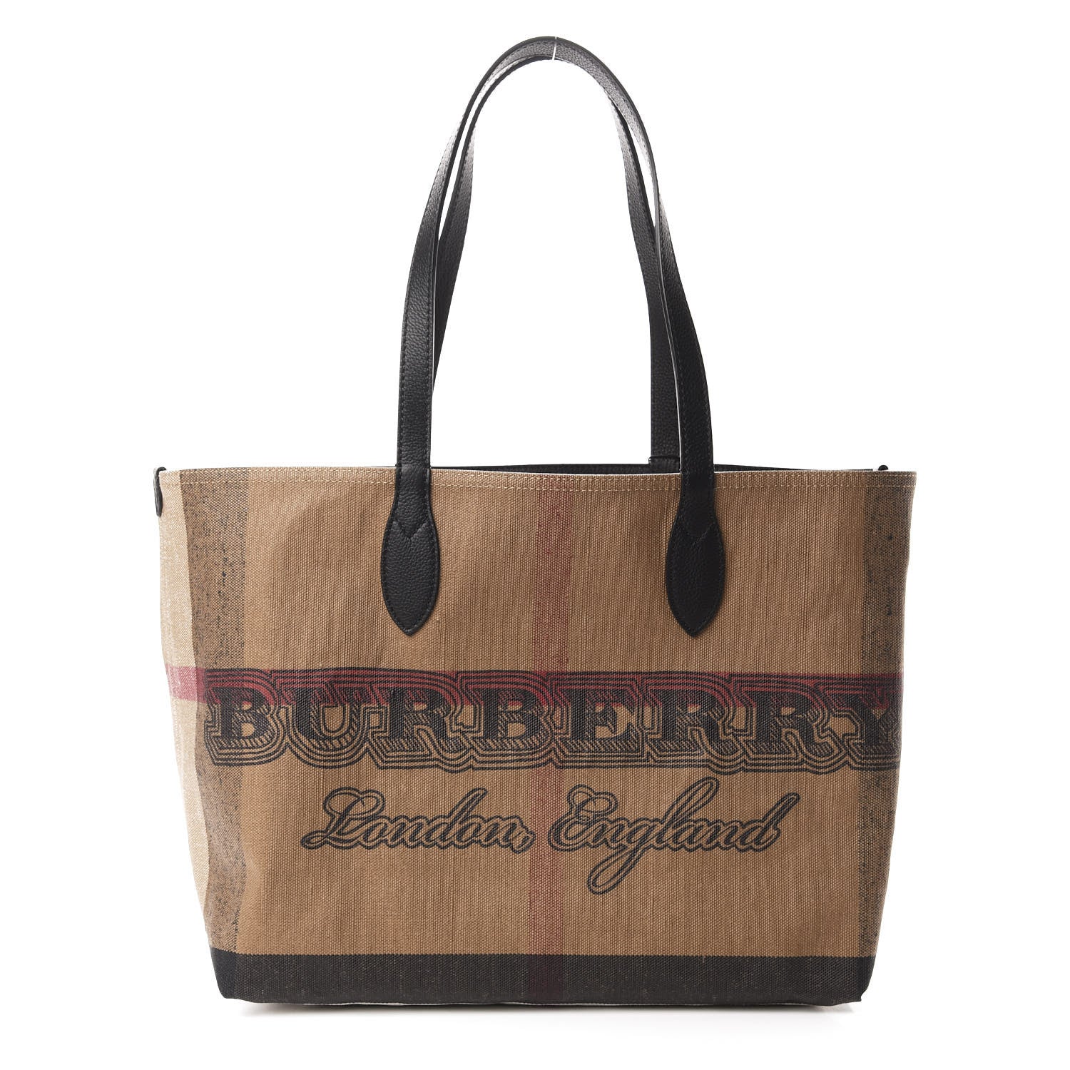 Burberry Coated Canvas Mega Check Medium Doodle Tote Black 1 of 9
