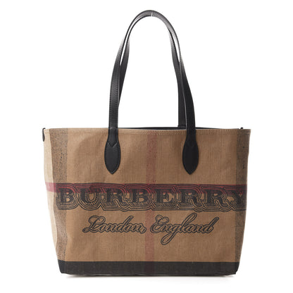 Burberry Coated Canvas Mega Check Medium Doodle Tote Black 1 of 9