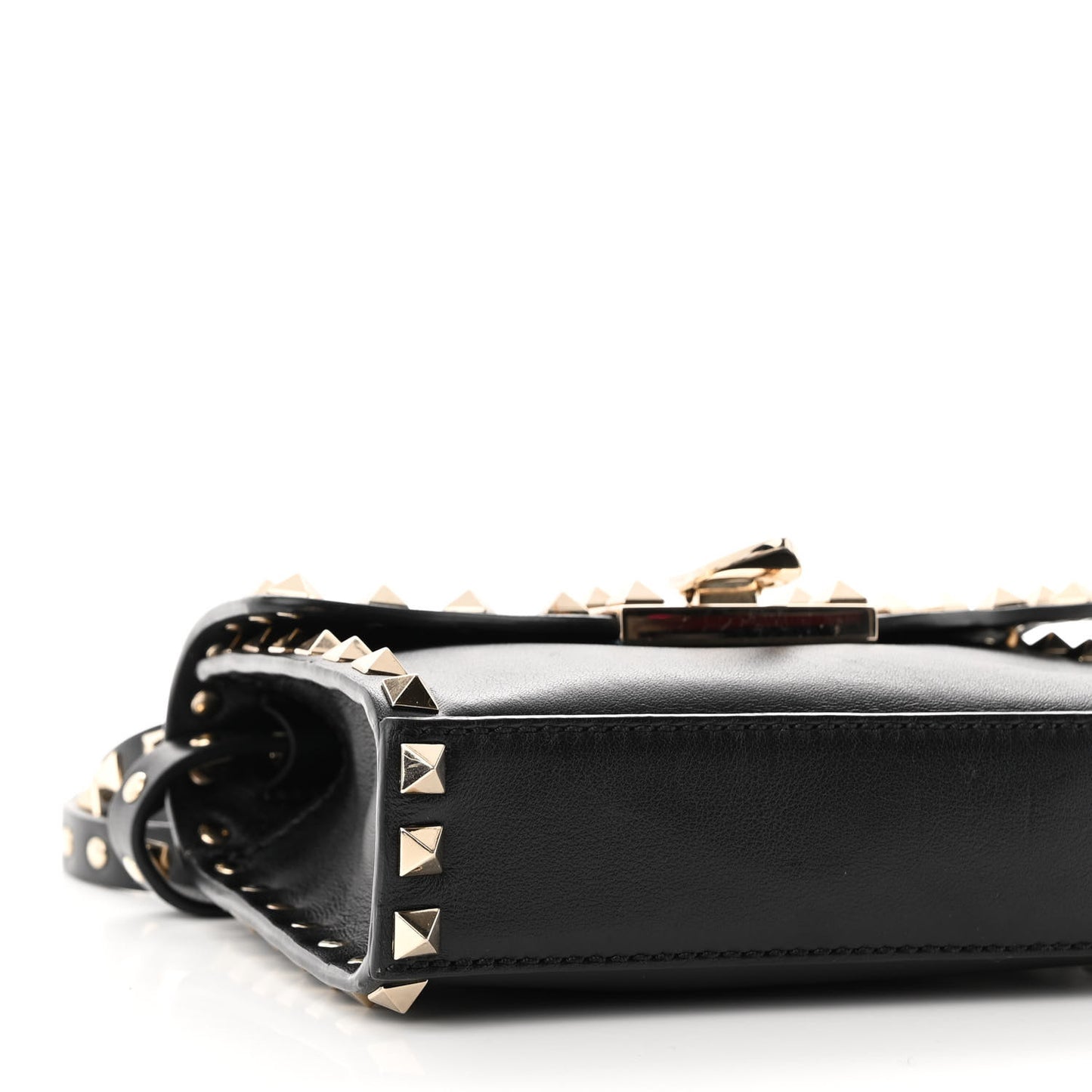 Vitello Mini Rockstud Flip Lock Crossbody Bag Black