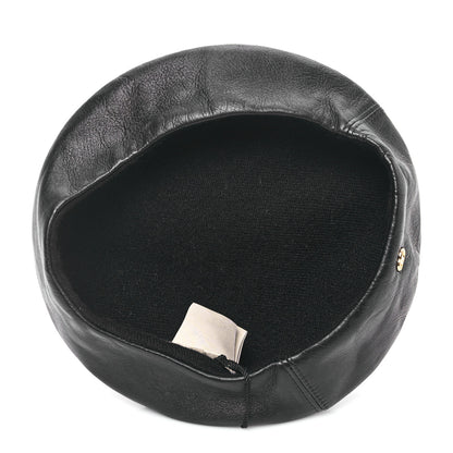 Gucci Lambskin Beret Hat 57 M Black 7 of 8