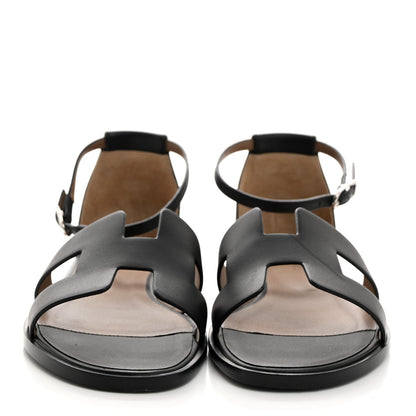 Hermes Calfskin Santorini Sandals 39 Black 2 of 8
