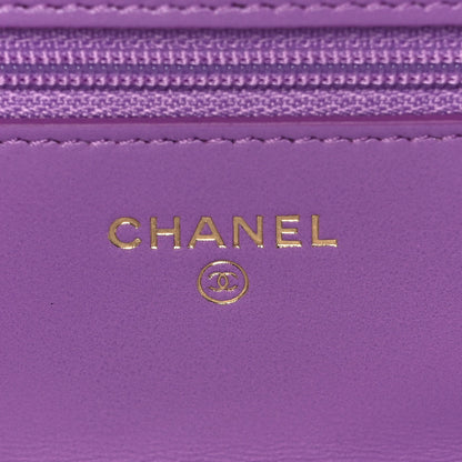 Chanel Lambskin Quilted Pick Me Up Wallet On Chain WOC Purple 5 of 9