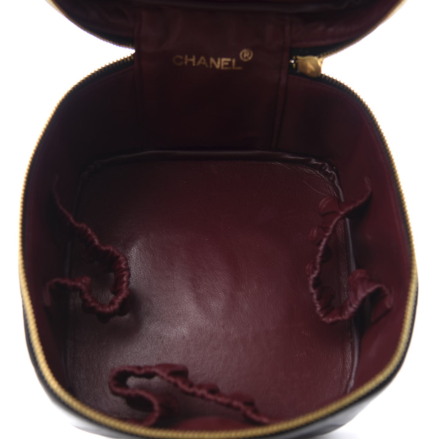 Lambskin Quilted Vanity Cosmetic Case Black