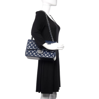 Chanel Caviar Quilted Jumbo Double Flap Navy 2 of 12