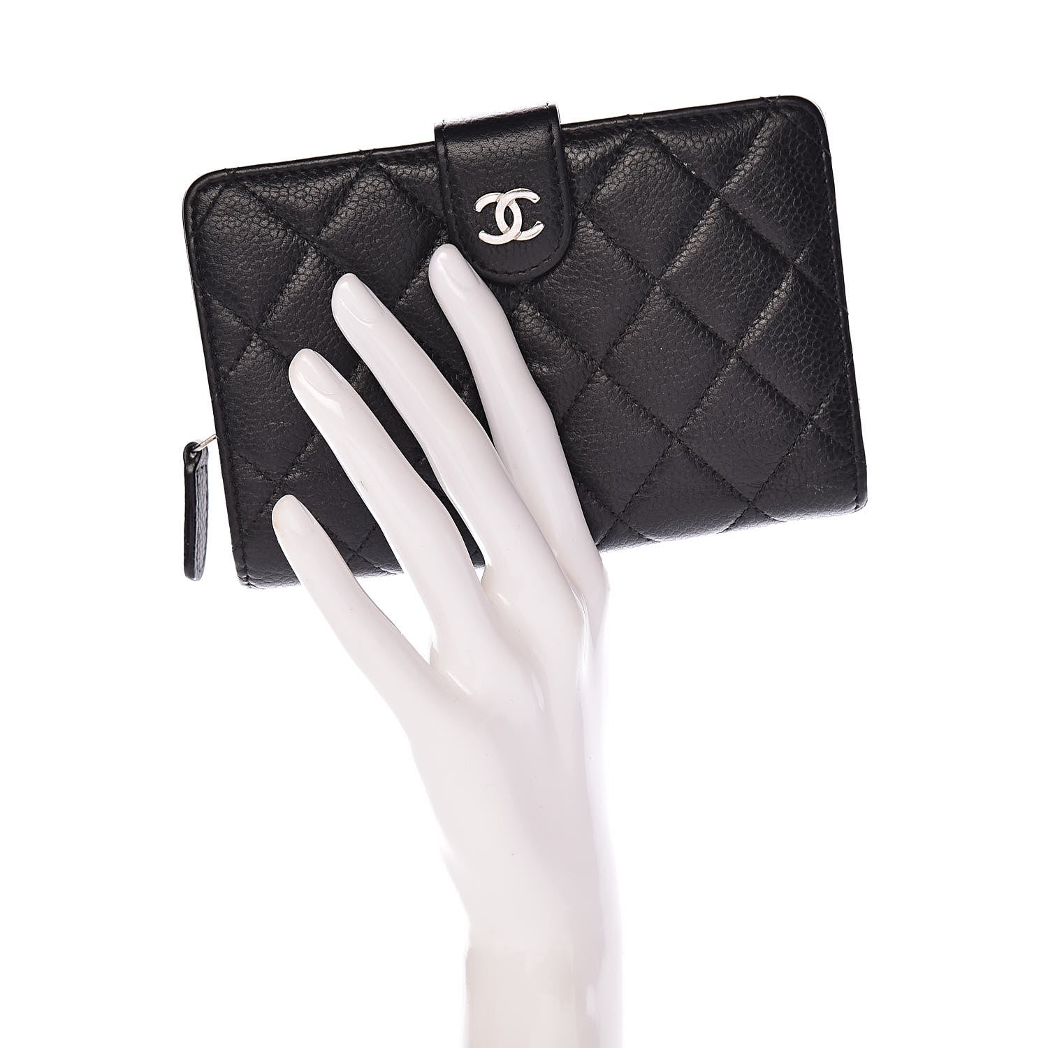 Chanel Caviar Quilted Zipped Pocket Wallet Black 2 of 12