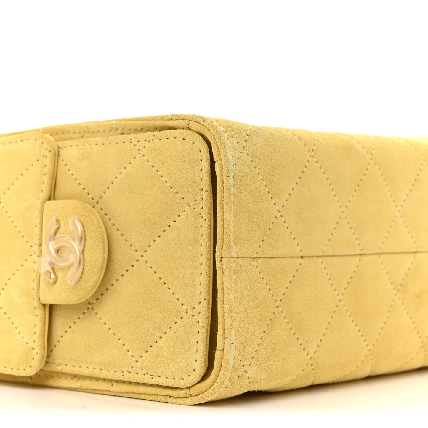 Suede Quilted Mini Chanel 25 Handbag Yellow