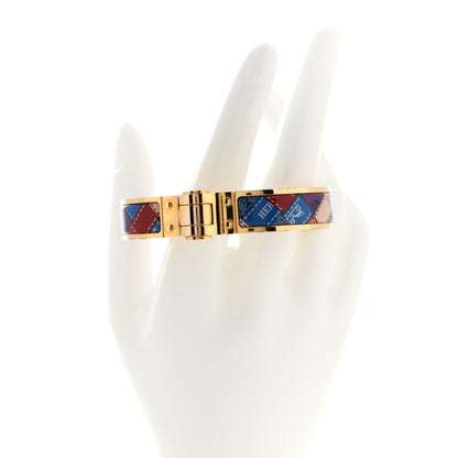Hermes Enamel Printed Narrow Bolduc Au Carre Hinged Bracelet 2 of 8