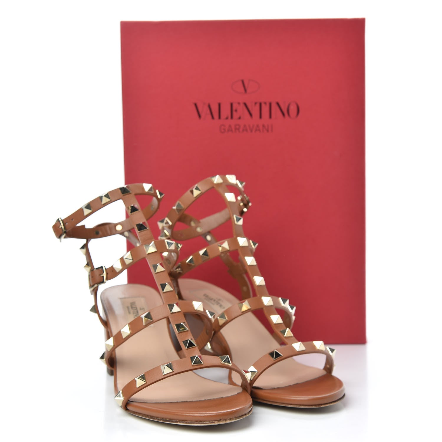 Valentino Garavani Calfskin Rockstud 60mm City Sandals 38.5 Light Cuir 10 of 10