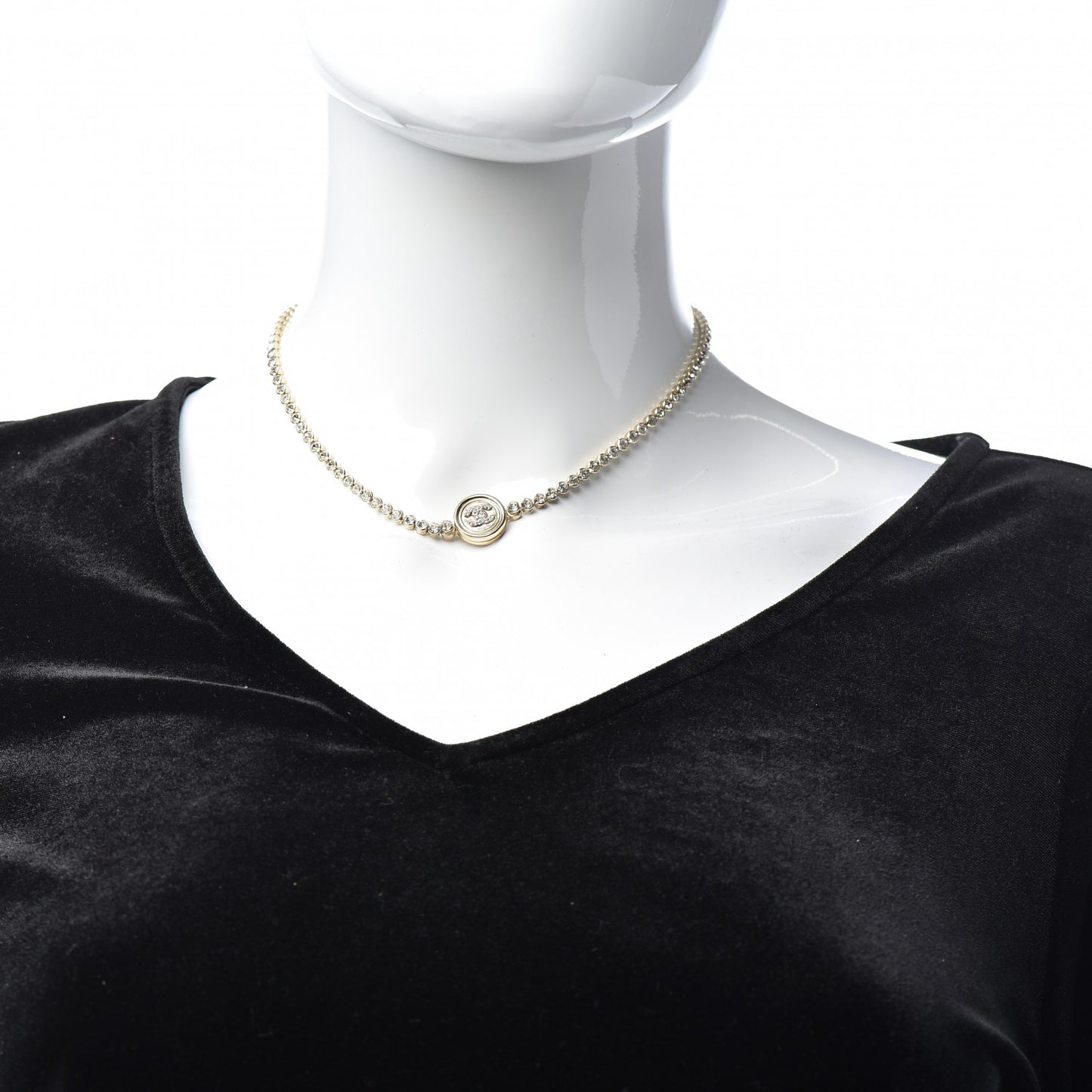 Crystal CC Chain Short Necklace Gold