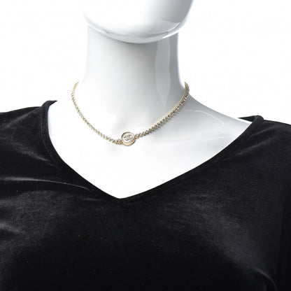 Chanel Crystal CC Chain Short Necklace Gold 2 of 5