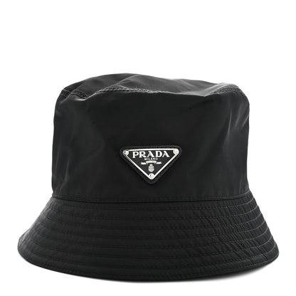 Prada Re-Nylon Metal Triangle Logo Womens Bucket Hat L Black 3 of 8