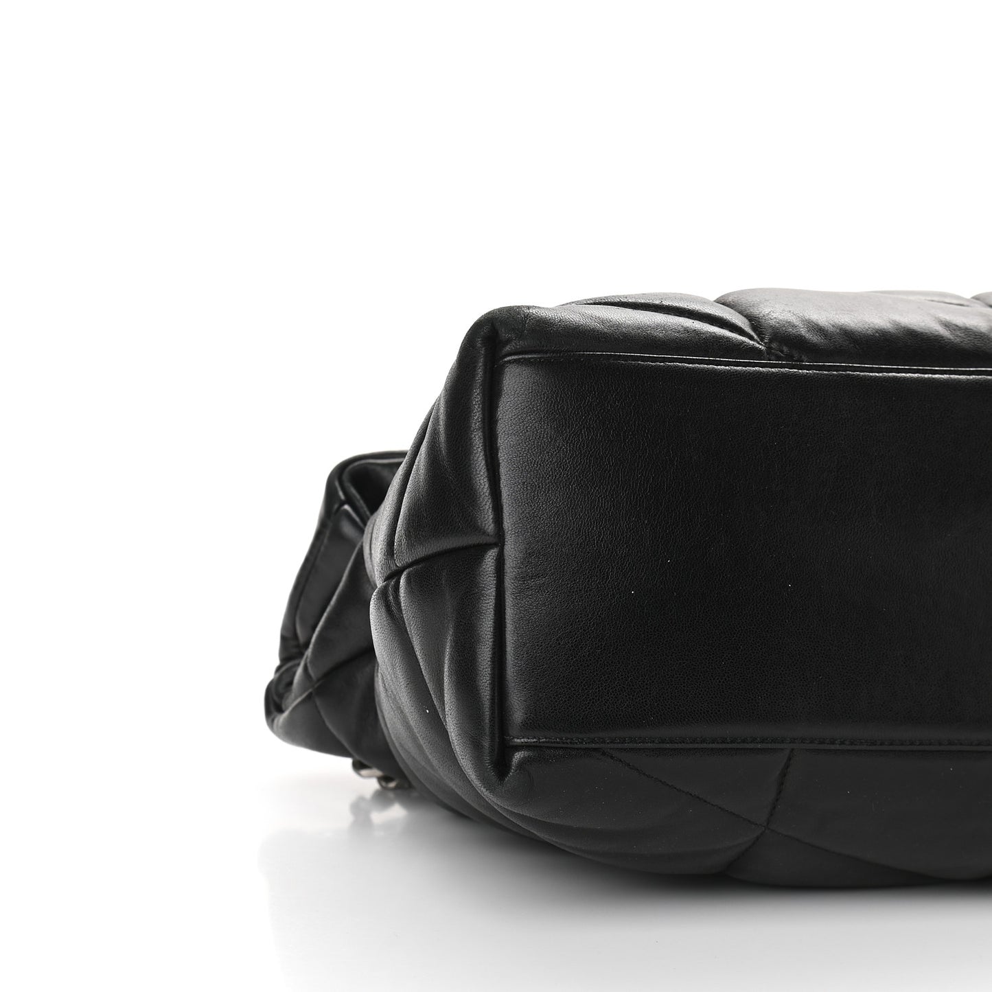 Lambskin Quilted Medium Loulou Puffer Monogram Chain Satchel Black