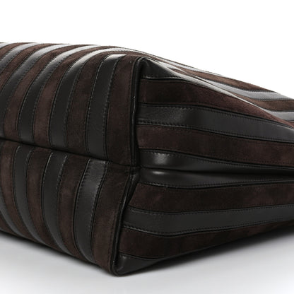 Chloe Calfskin Suede Striped Nella Tote Brown 9 of 9
