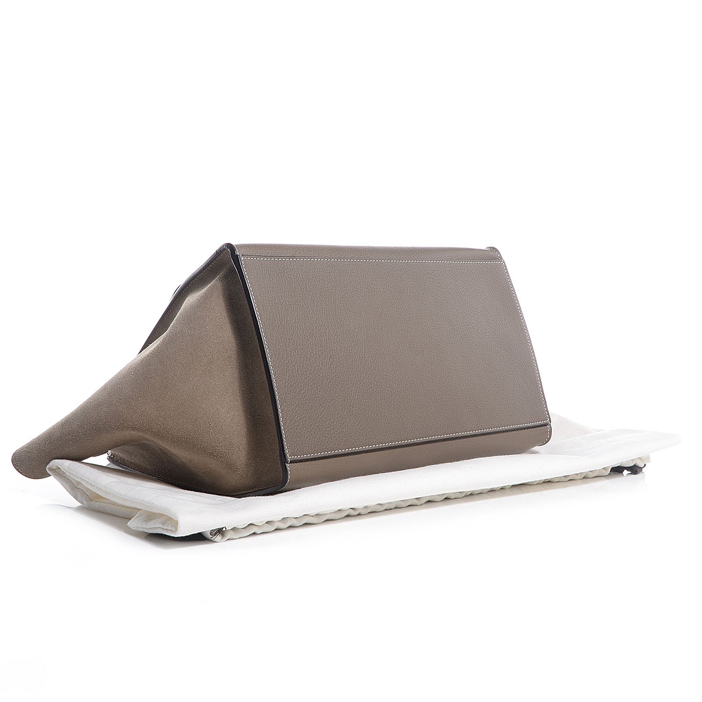 Drummed Calfskin Suede Medium Trapeze Souris