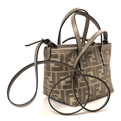 Fendi Denim Jacquard FF Effect Vitello Grace Mini Roll Tote Dove White Dove 3 of 11
