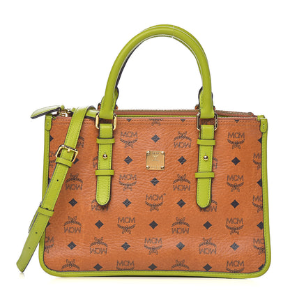 MCM Visetos Double Zip Tote Cognac Green 1 of 10