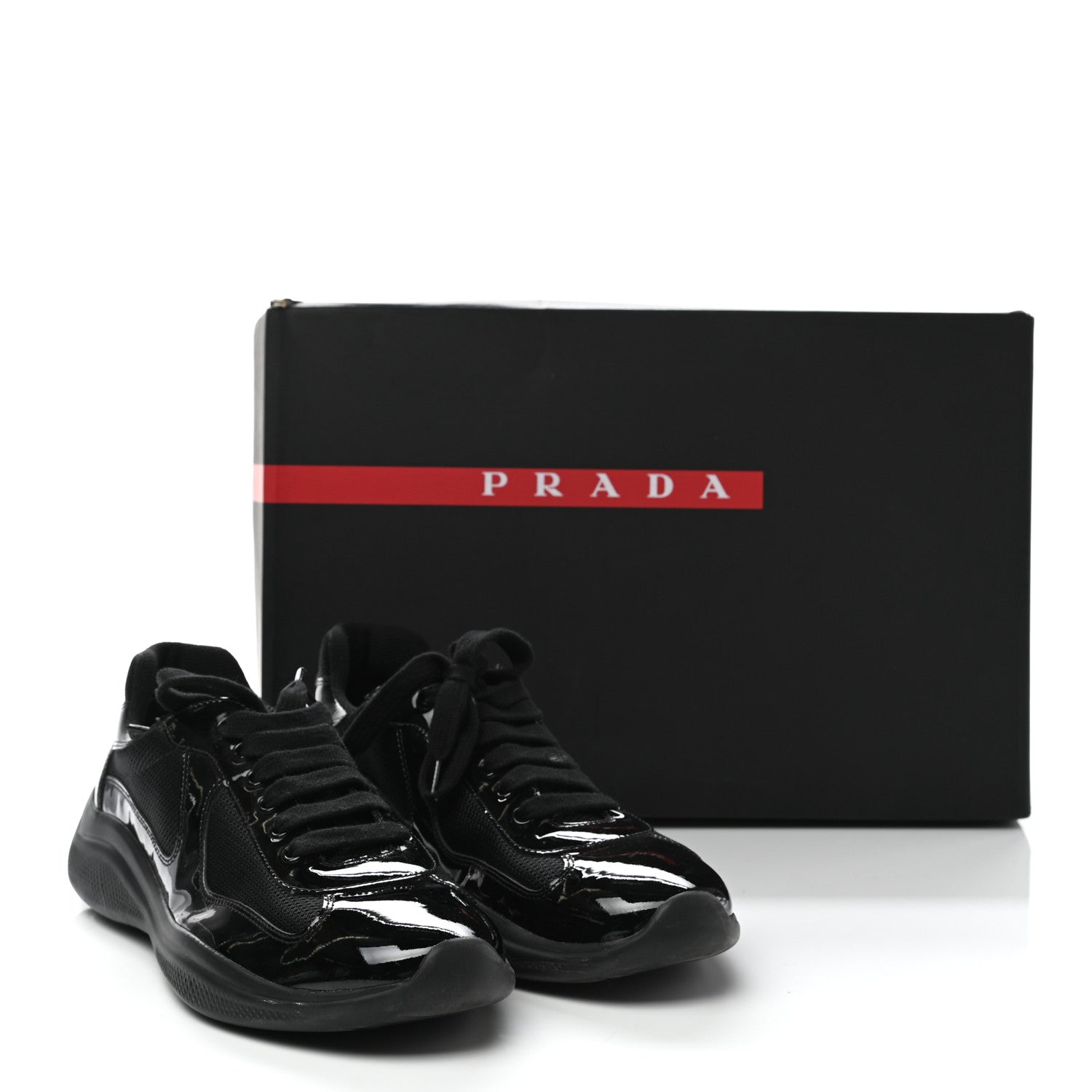 Prada Patent Mens America's Cup Patchwork Sneakers 8 Black 9 of 9