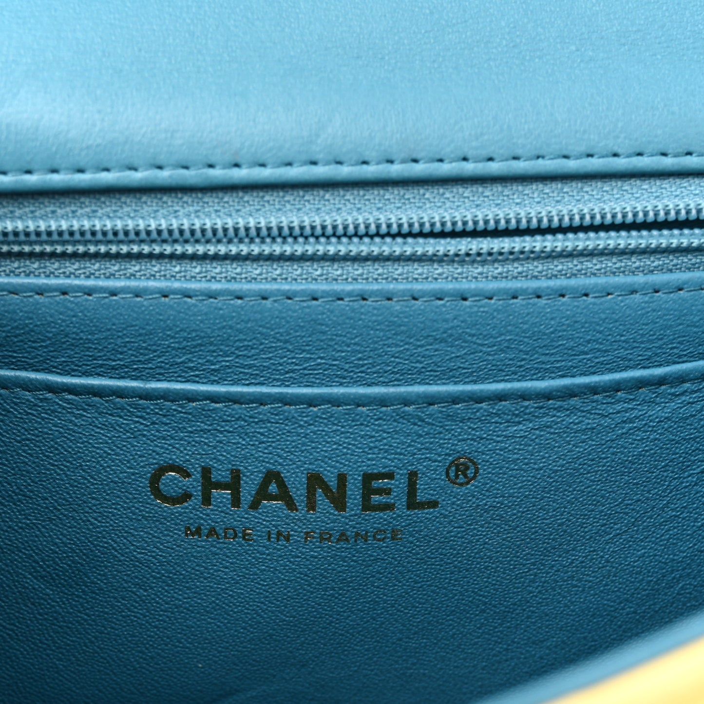 Lambskin Quilted Mini Rectangular Flap Yellow Blue
