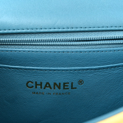 Chanel Lambskin Quilted Mini Rectangular Flap Yellow Blue 6 of 11