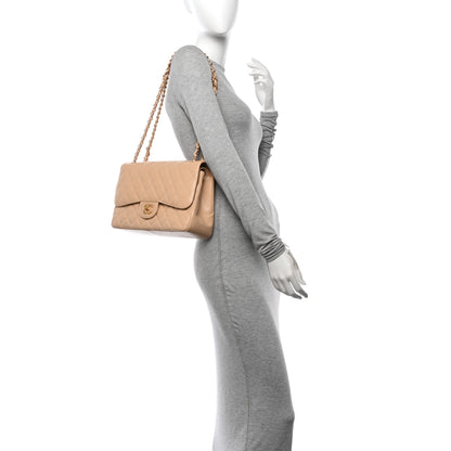 Chanel Caviar Quilted Jumbo Double Flap Beige 2 of 10