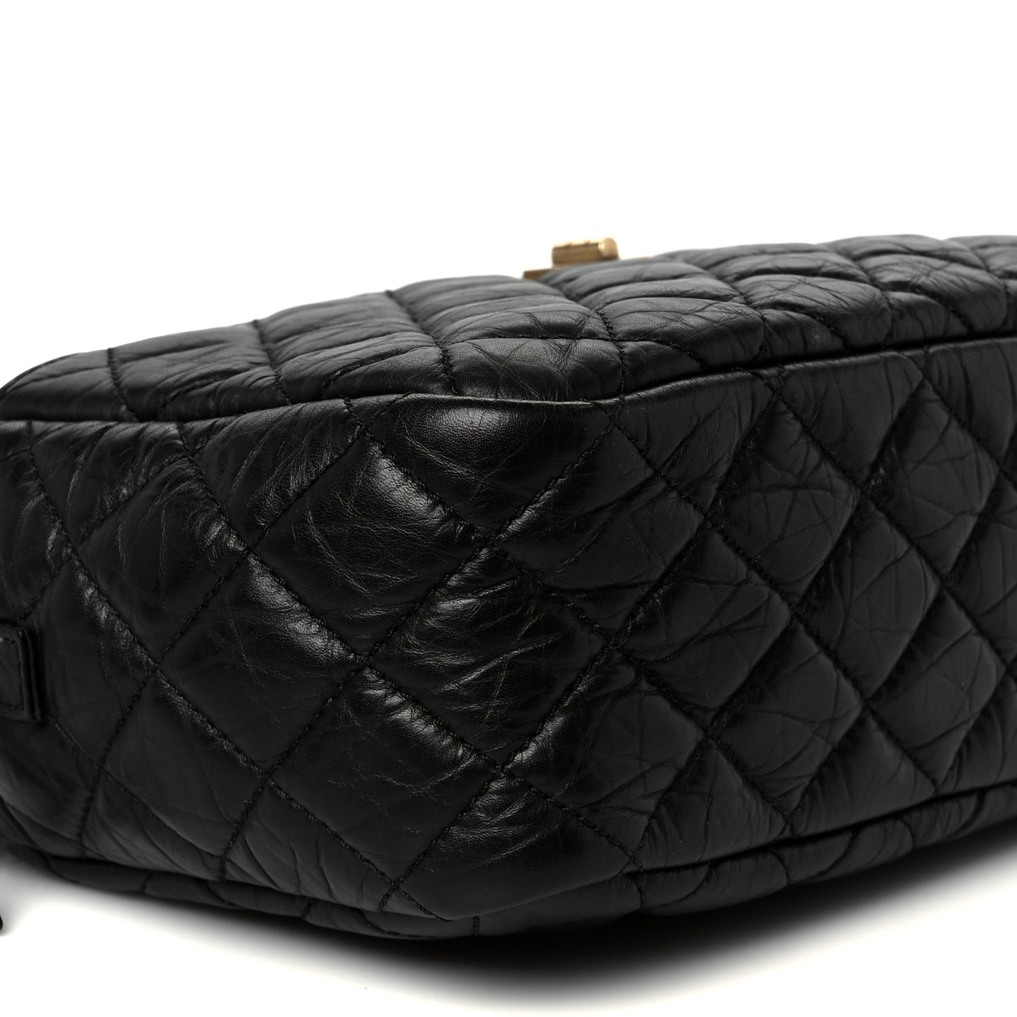 Aged Calfskin Quilted Medium Reissue Camera Case Black