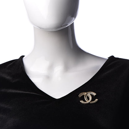 Chanel Crystal CC Brooch Light Gold 2 of 5