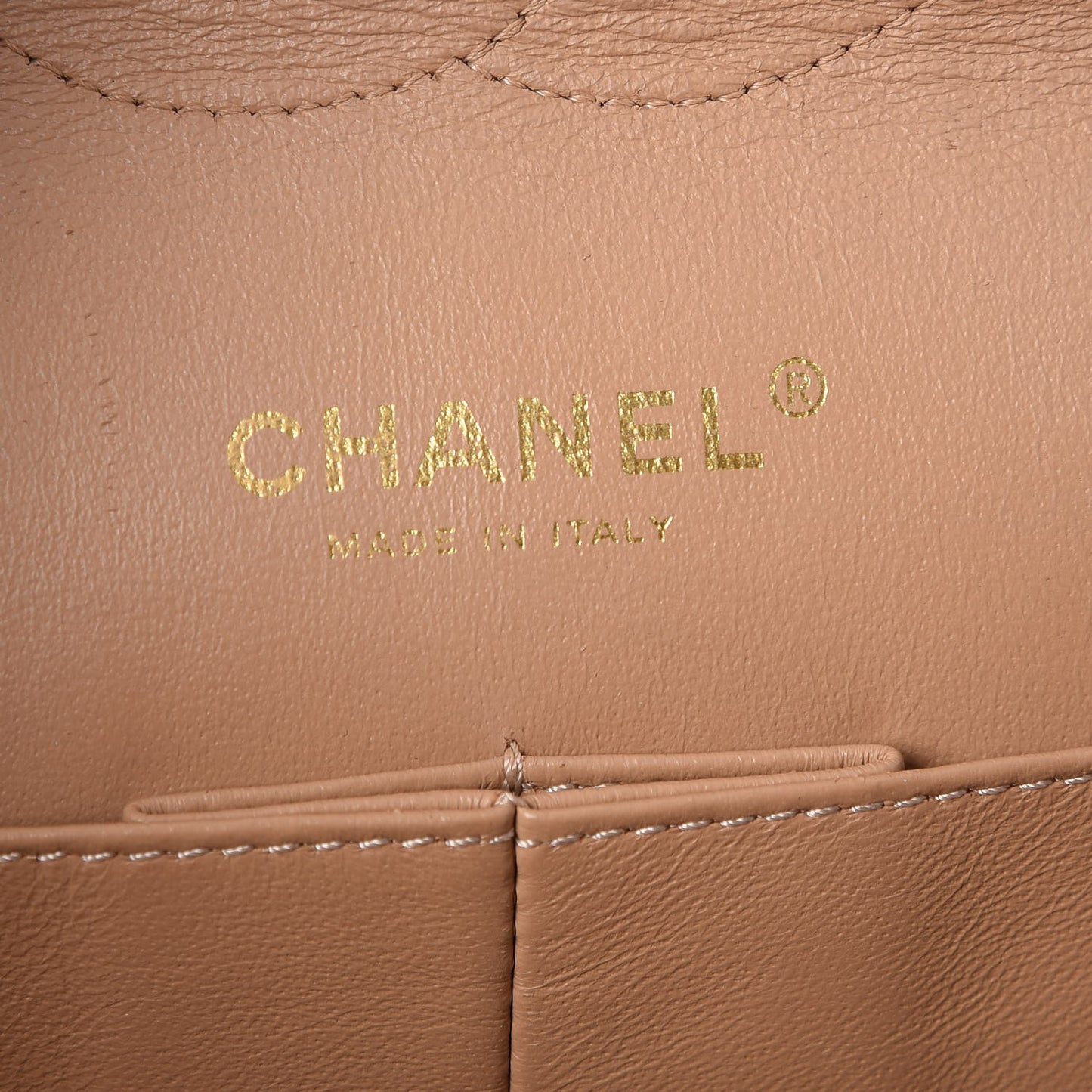 Lambskin Quilted Medium Double Flap Beige Clair