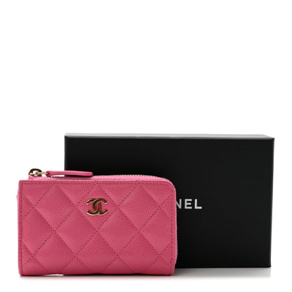 Chanel Caviar Quilted Zipped Key Holder Case Pink 9 of 9