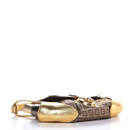 Fendi Metallic Calfskin Zucchino Compilation Hobo Gold 4 of 8