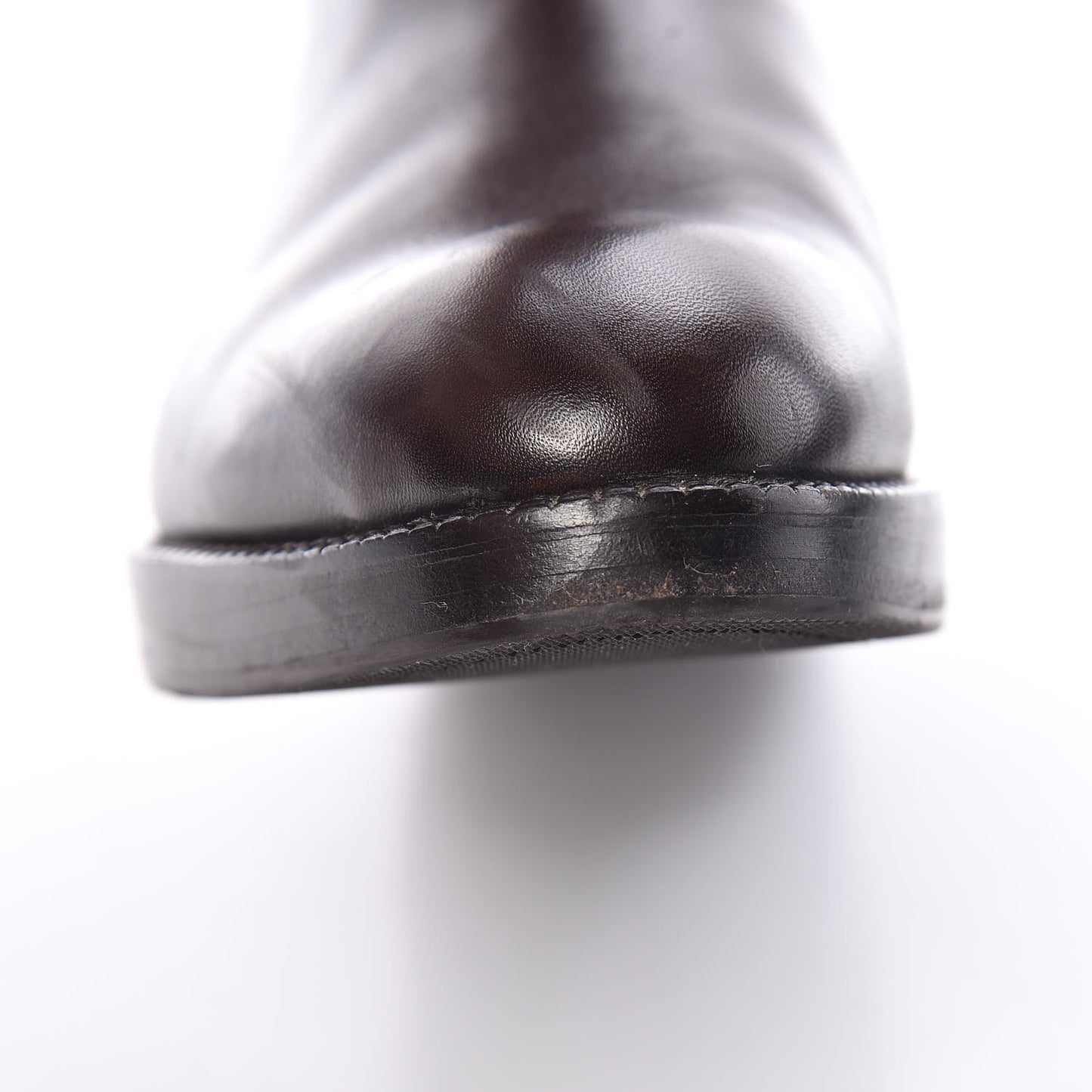 Calfskin Embossed Monogram Knee High Riding Boots 37 Brown