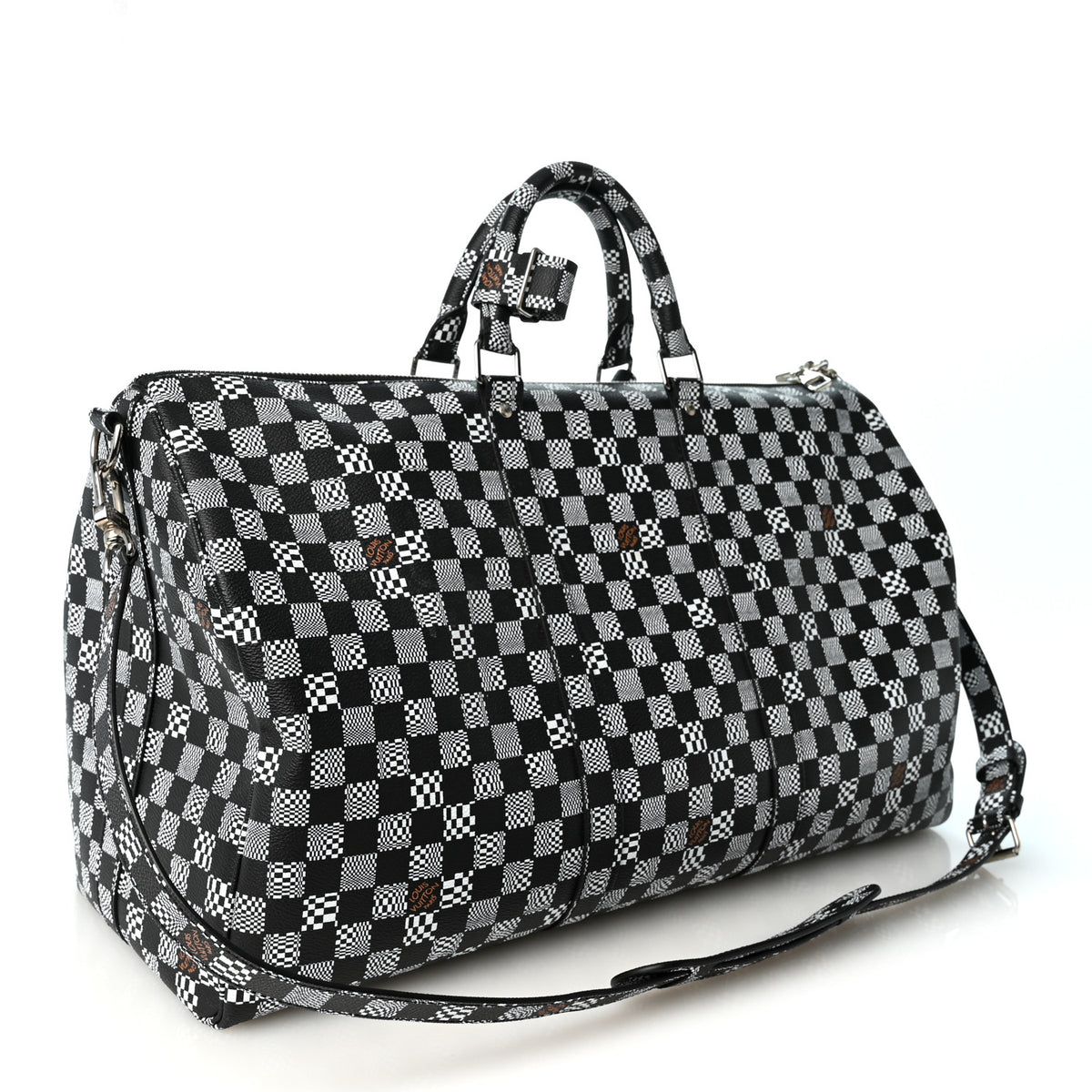 Damier Distorted Keepall Bandouliere 50 Black White