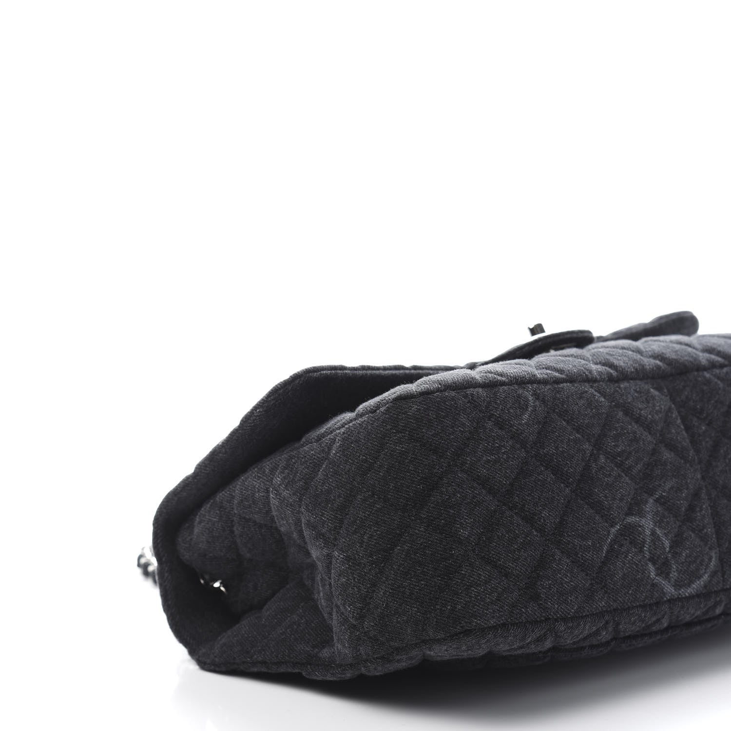 Chanel Denim Quilted CC Print Jumbo Single Flap Black 8 of 11