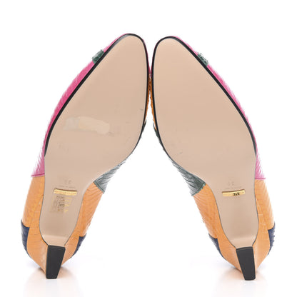 Gucci Snakeskin Crystal Double G Pumps 39 Multicolor 5 of 9
