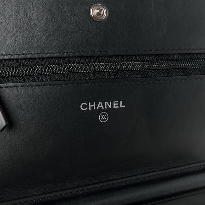 Chanel Calfskin Quilted Boy Wallet On Chain WOC Black 6 of 12