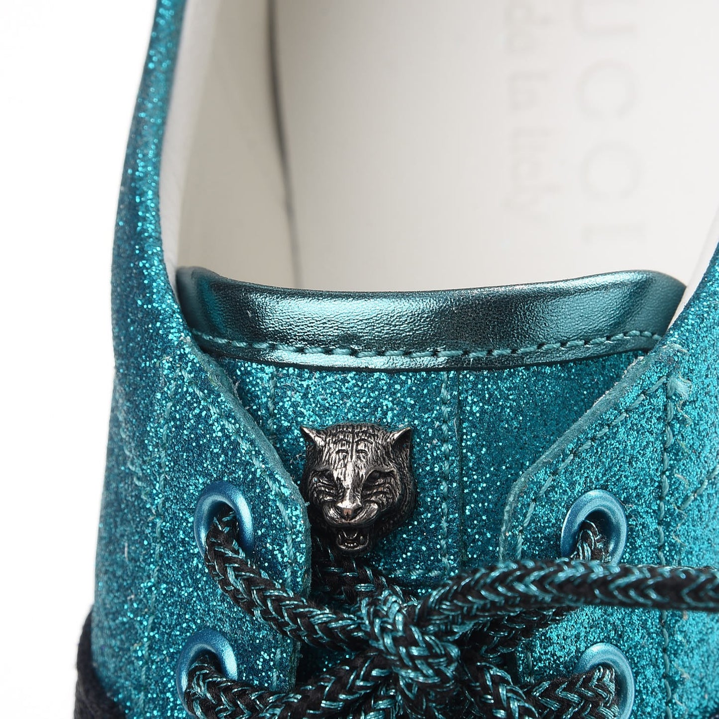 Glitter Fabric Web Studded Sneakers 9 Teal