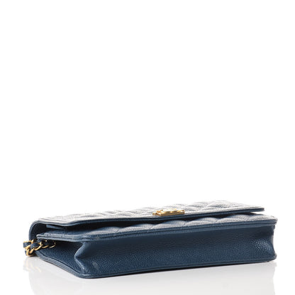 Chanel Caviar Quilted Boy Wallet On Chain WOC Dark Blue 4 of 9