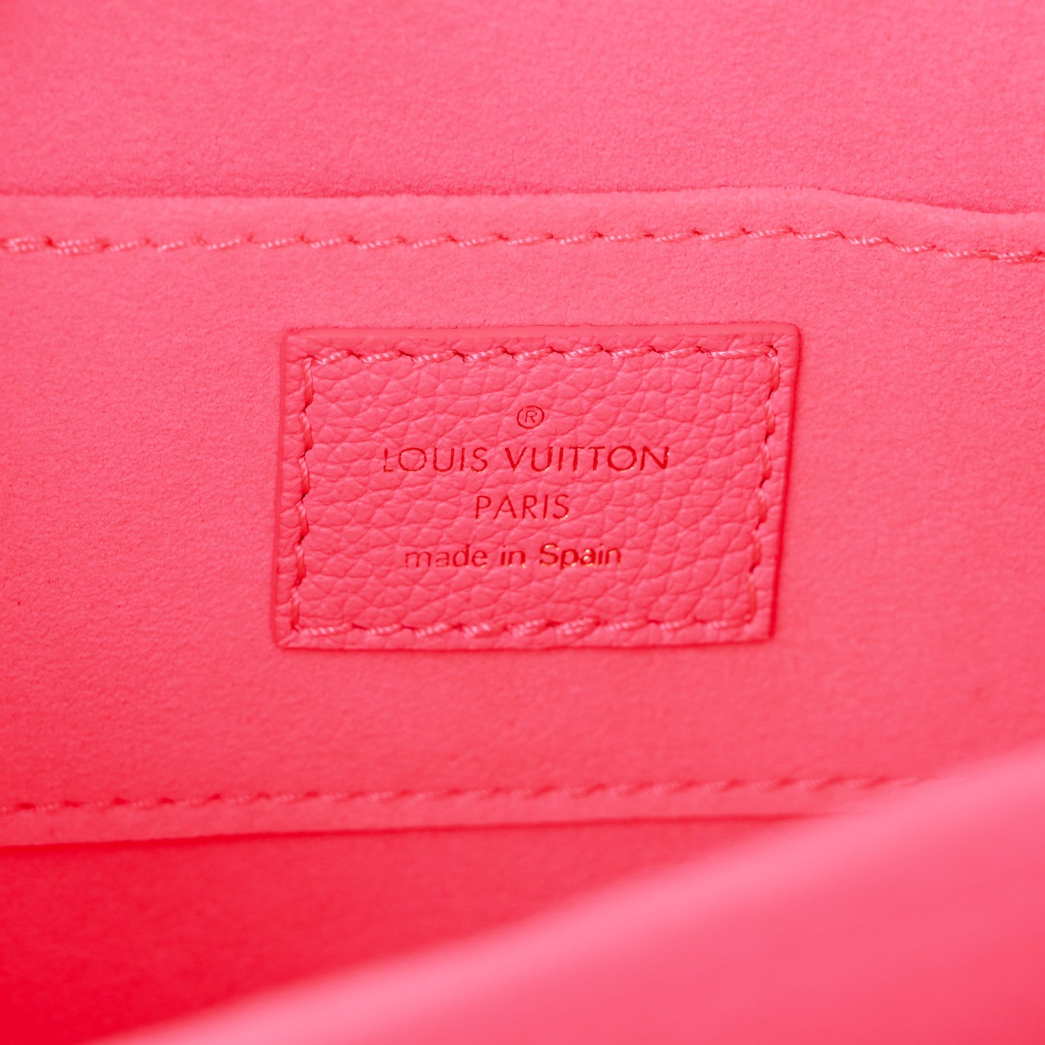 Louis Vuitton Grained Calfskin Tufted Monogram Mini Dauphine Fluo Pink 6 of 11