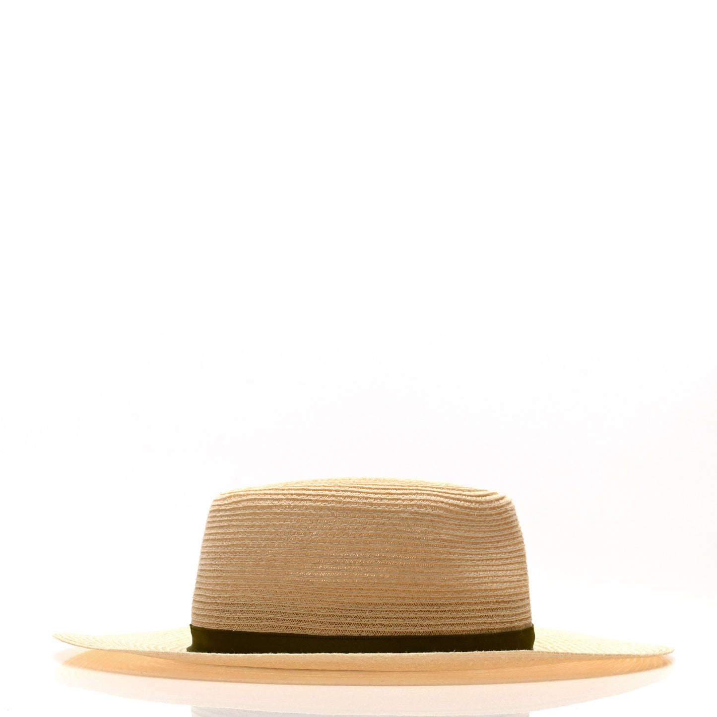 Straw Grosgrain Ribbon Wide Brim Hat M Beige Green