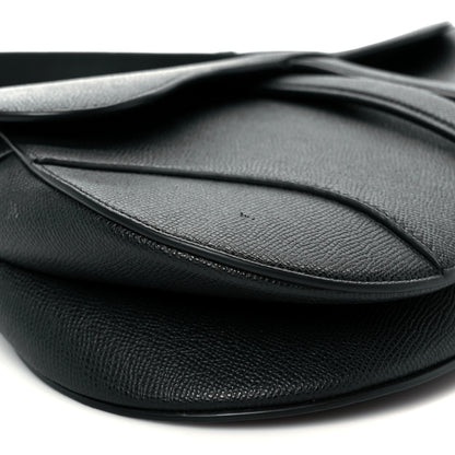 Christian Dior Grained Calfskin Saddle Bag With Strap Black 9 of 11