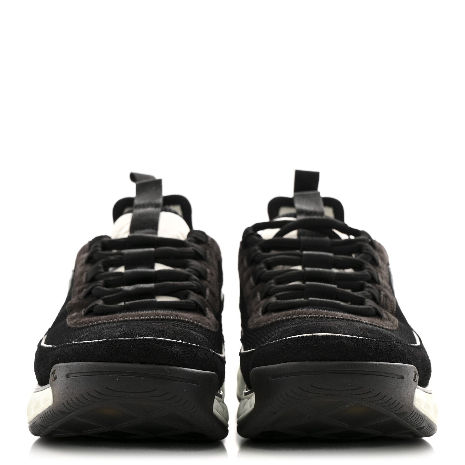 Chanel Fabric Suede CC Sneakers 40 Black Dark Grey 3 of 12