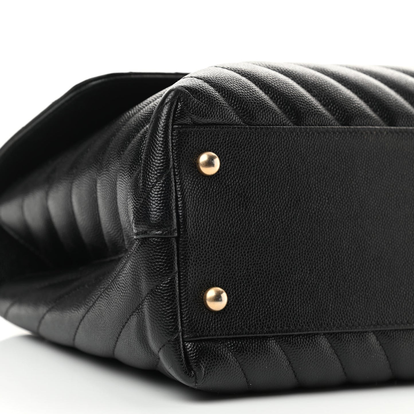 Caviar Chevron Quilted Medium Coco Handle Flap Black