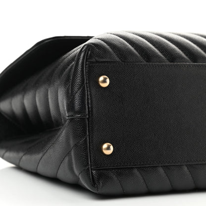 Chanel Caviar Chevron Quilted Medium Coco Handle Flap Black 9 of 10