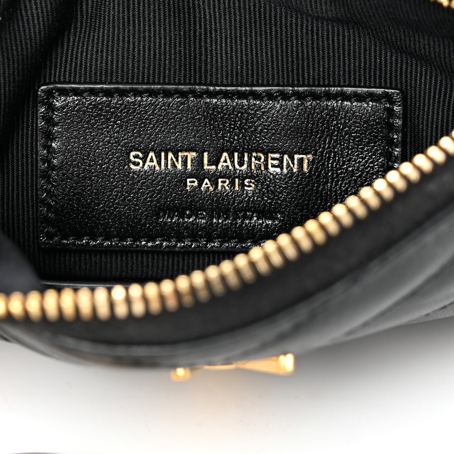 Calfskin Matelasse Monogram Key Pouch Black
