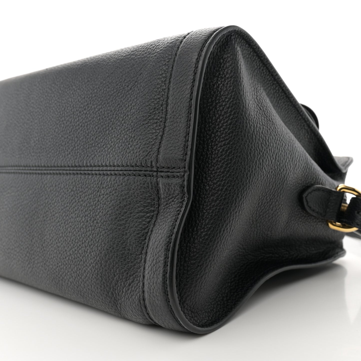 Pebbled Calfskin Small Skull Padlock Zip Around Tote Black