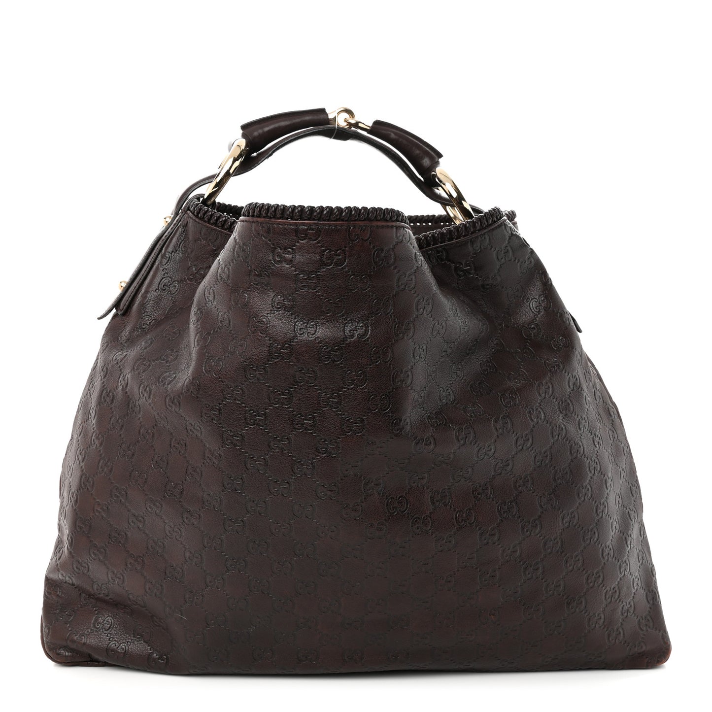 Guccissima Large Horsebit Chain Hobo Chocolate