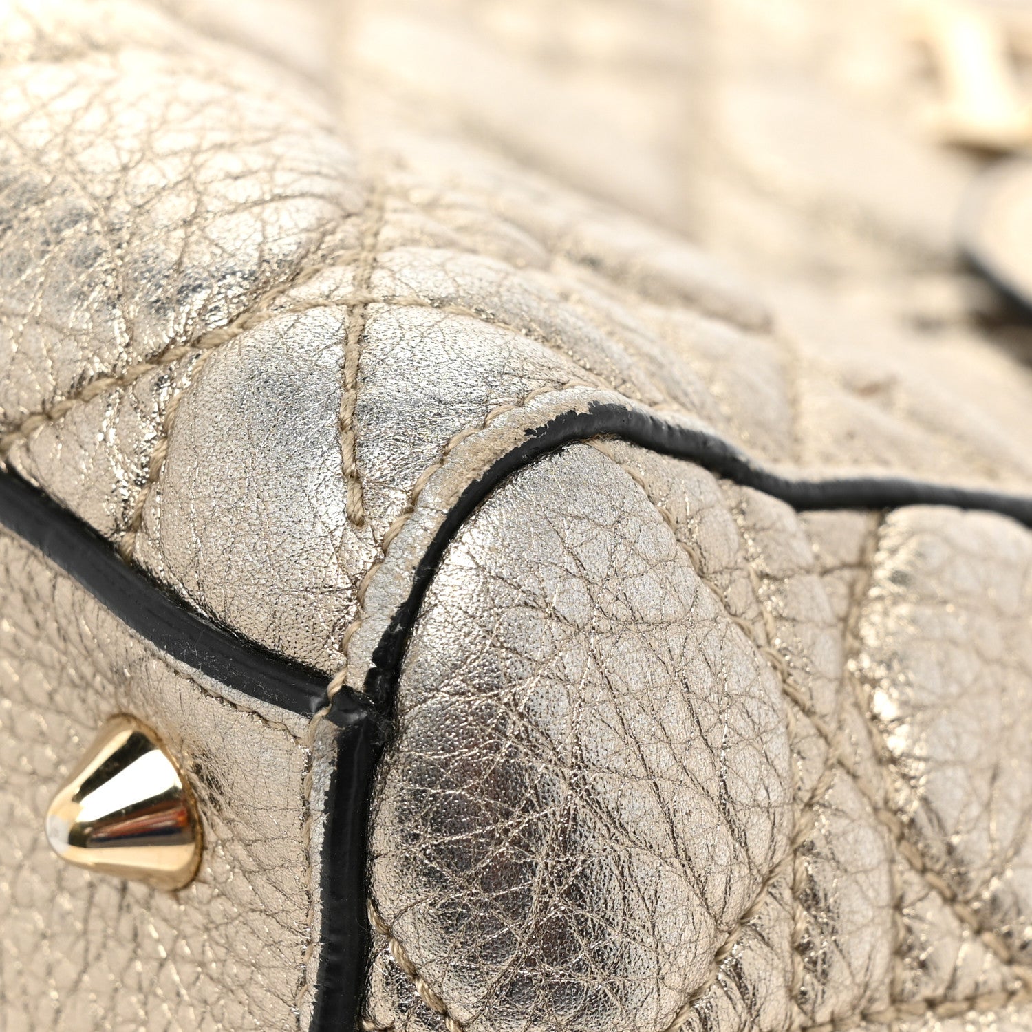 Christian Dior Metallic Grained Calfskin Cannage Medium Supple Lady Dior Gold 13 of 28