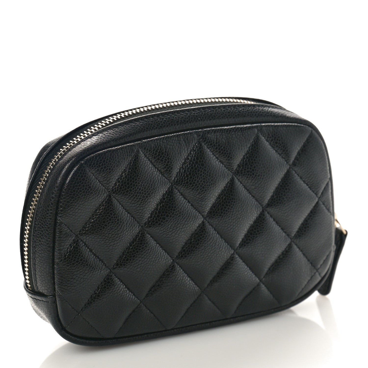Chanel Caviar Quilted Small Curvy Pouch Cosmetic Case Black 3 of 10