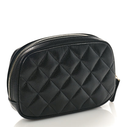 Chanel Caviar Quilted Small Curvy Pouch Cosmetic Case Black 3 of 10